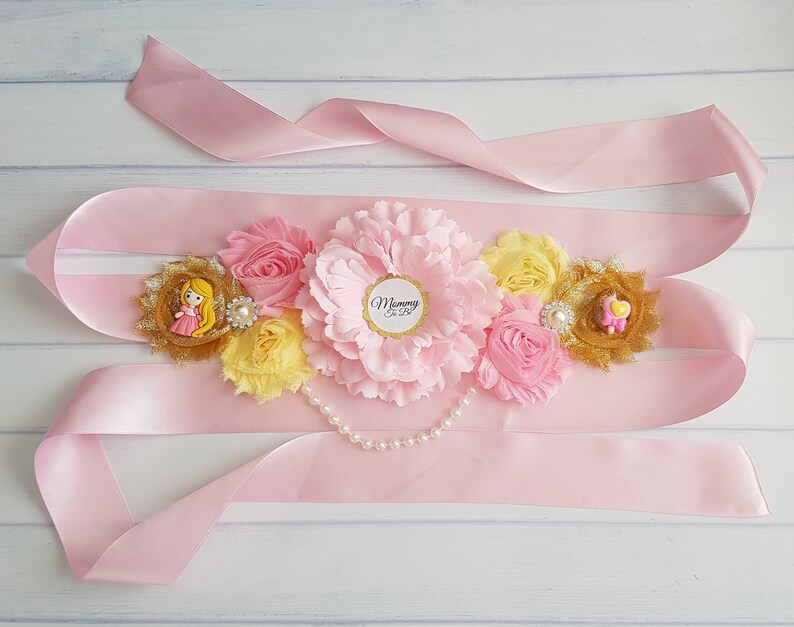 Mom To Be Sash and Daddy To Be Corsage Matching Set Mommy To Be Pink Sash Baby Belly Pink and Gold Sash Princess Baby Girl Shower Sash