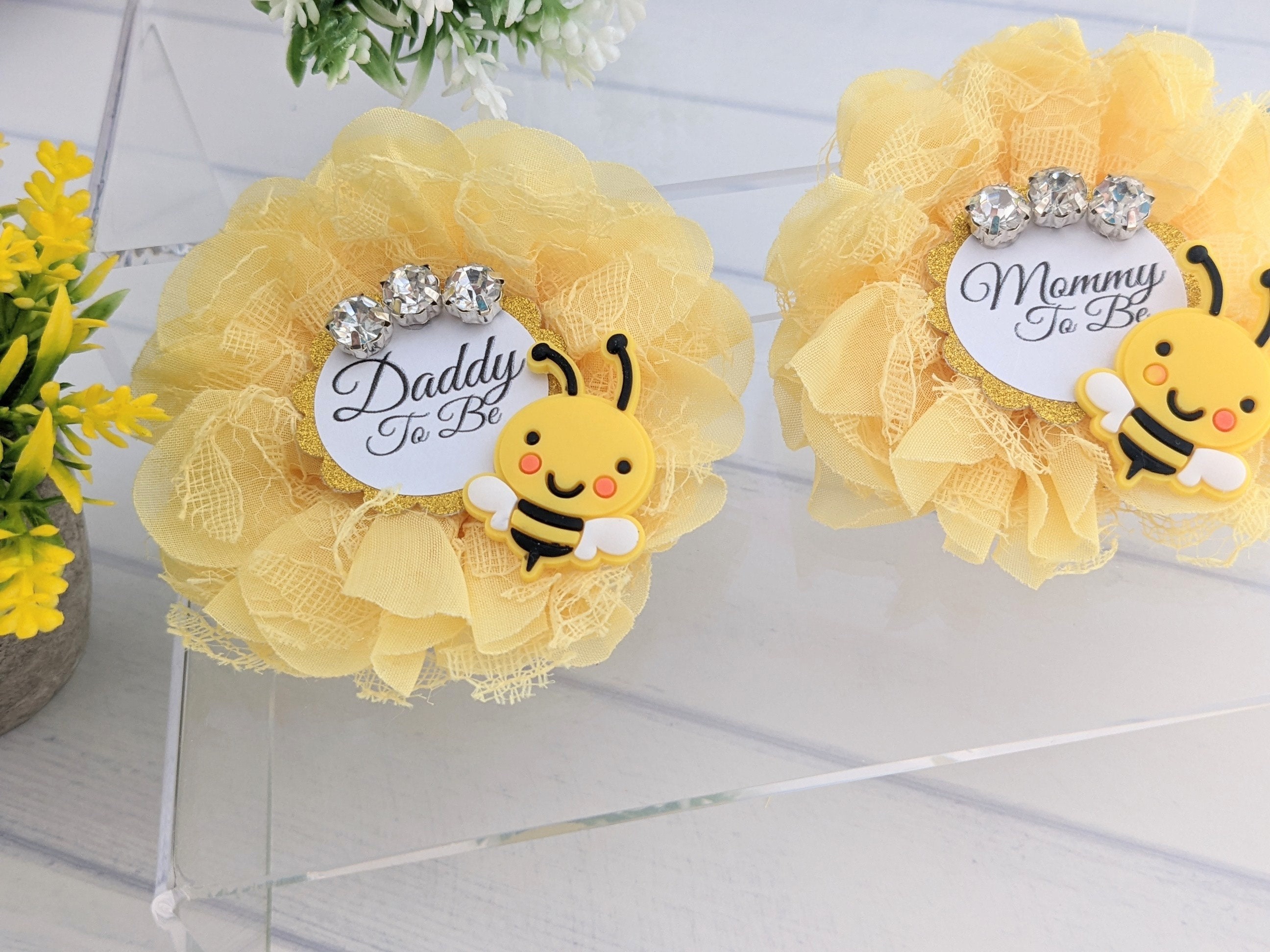 Mommy to Bee Pin Baby Reveal Ribbons Pregnancy Announcement | Etsy