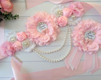 Baby Girl Shower Mommy's Princess Belly Bump Maternity Sash, Pregnant Expecting Mom Tummy Sash, Baby Sprinkle Mama To Be Sash Belt