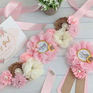 Teddy Bear Baby Belly Sash, Pink Maternity Sash Belt, Baby Shower Sash, Bear Mommy Bump Sash, Mom To Be Sash Belt, Keepsake Gift For Mama