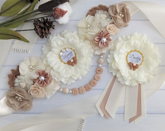 Boho babyshower-skärp för gravida och blivande mamma, gravid mage-skärp, magbälte för baby, strössel-skärp för blivande mamma