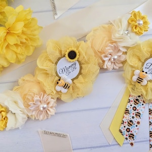 Gender Reveal Bumble Bee Baby Shower Maternity Belly Sash, What Will It Bee Mom To Be Baby Bump Sash Belt, Boy Or Girl Honey Bee Sprinkle