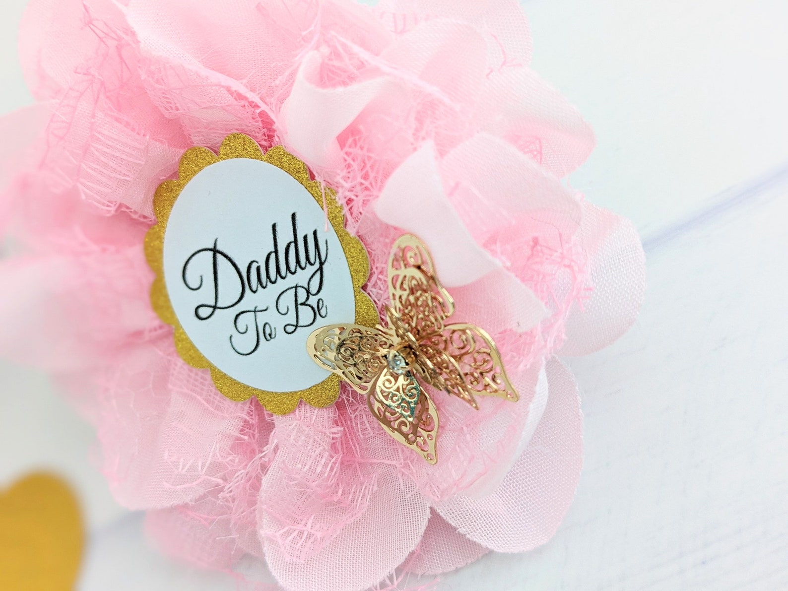 Pink Daddy to Be Pin Baby Shower Dad Button Dad to Be Ribbon Etsy