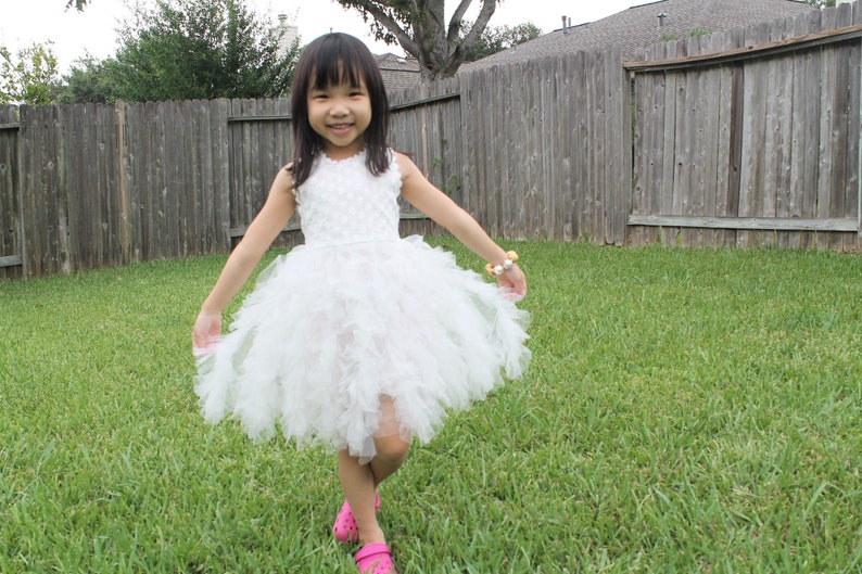 4T White Baby Girl Birthday Dress,4 Year Old Toddler Girl Party Dress,Wedding Flower Girl Outfit,Baby Girl Baptism Dress