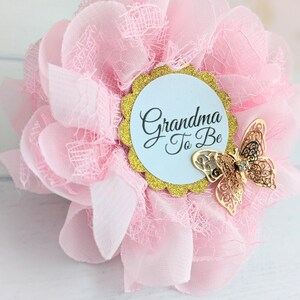 Grandma To Be Button For Baby Girl Shower, Grandmother To Be Pin, Pink Granny Ribbon, Gender Reveal Pin, Pink Baby Reveal Ribbon, Keepsake