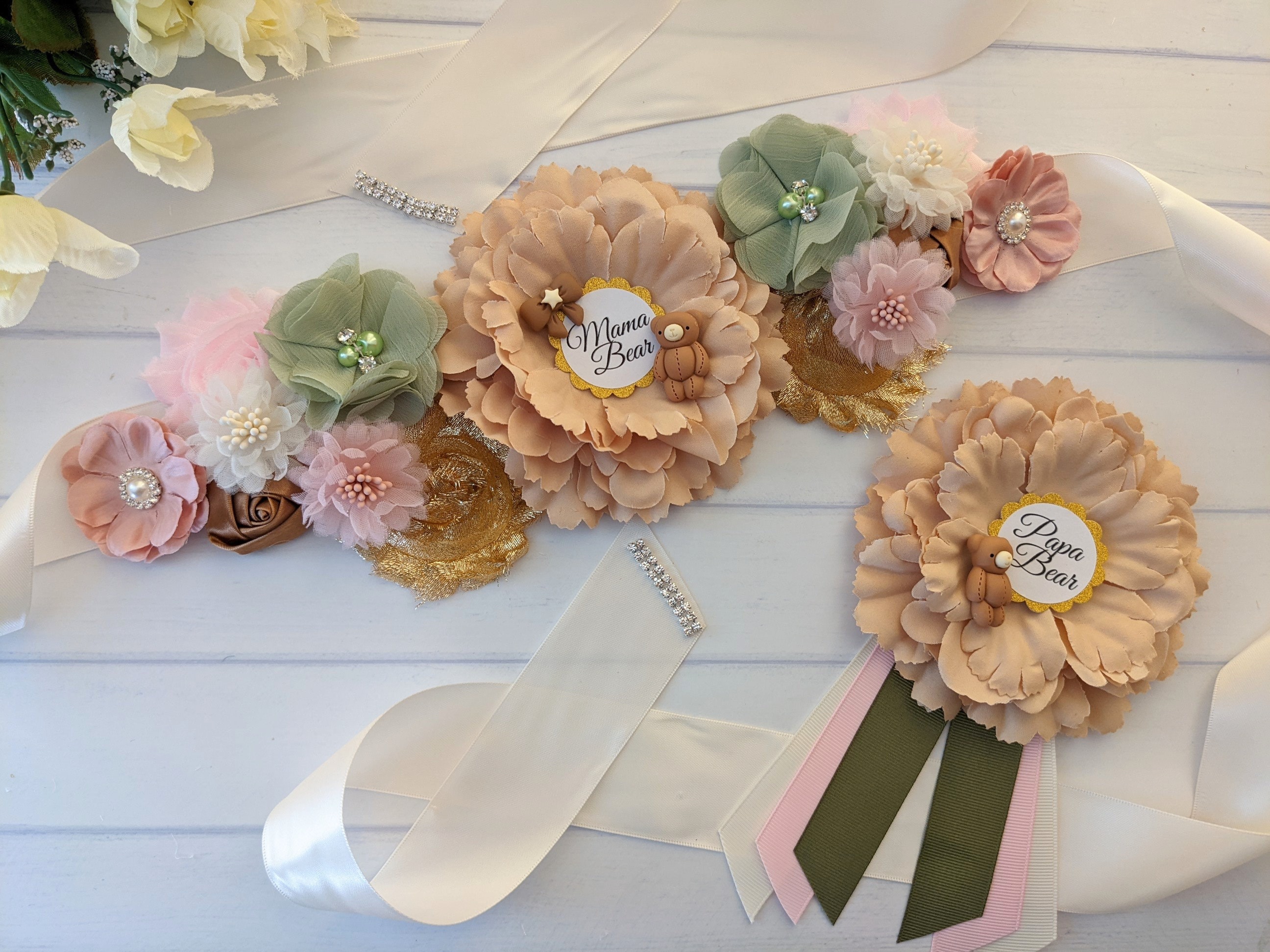 Mommy To Be Sash For Baby Shower Teddy Bear Maternity Sash Set