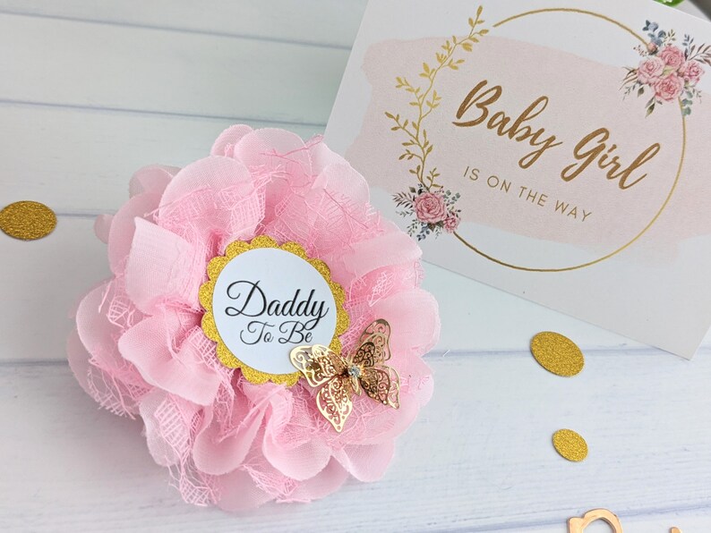 Pink Daddy to Be Pin Baby Shower Dad Button Dad to Be Ribbon Etsy