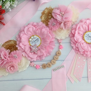 Regalo para futuras mamás, faja rosa para baby shower, faja personalizada para futuras mamás, faja rosa con chispas para bebés, faja para embarazadas, faja para la barriguita del bebé