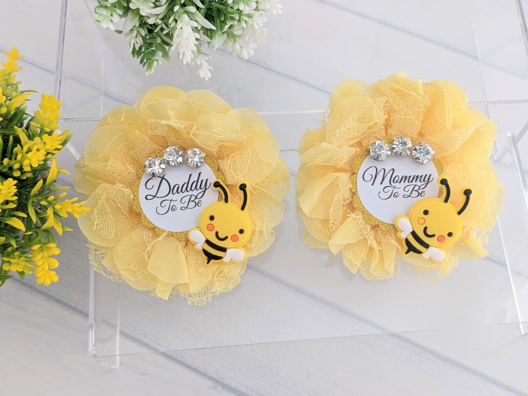 Mommy to Bee Pin, Baby Reveal Ribbons, Pregnancy Announcement Pins, Baby Announcement Button ...