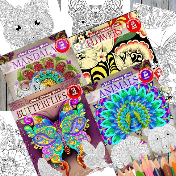 Download Adult Coloring Books Instant Digital Download Printable Pdf Etsy