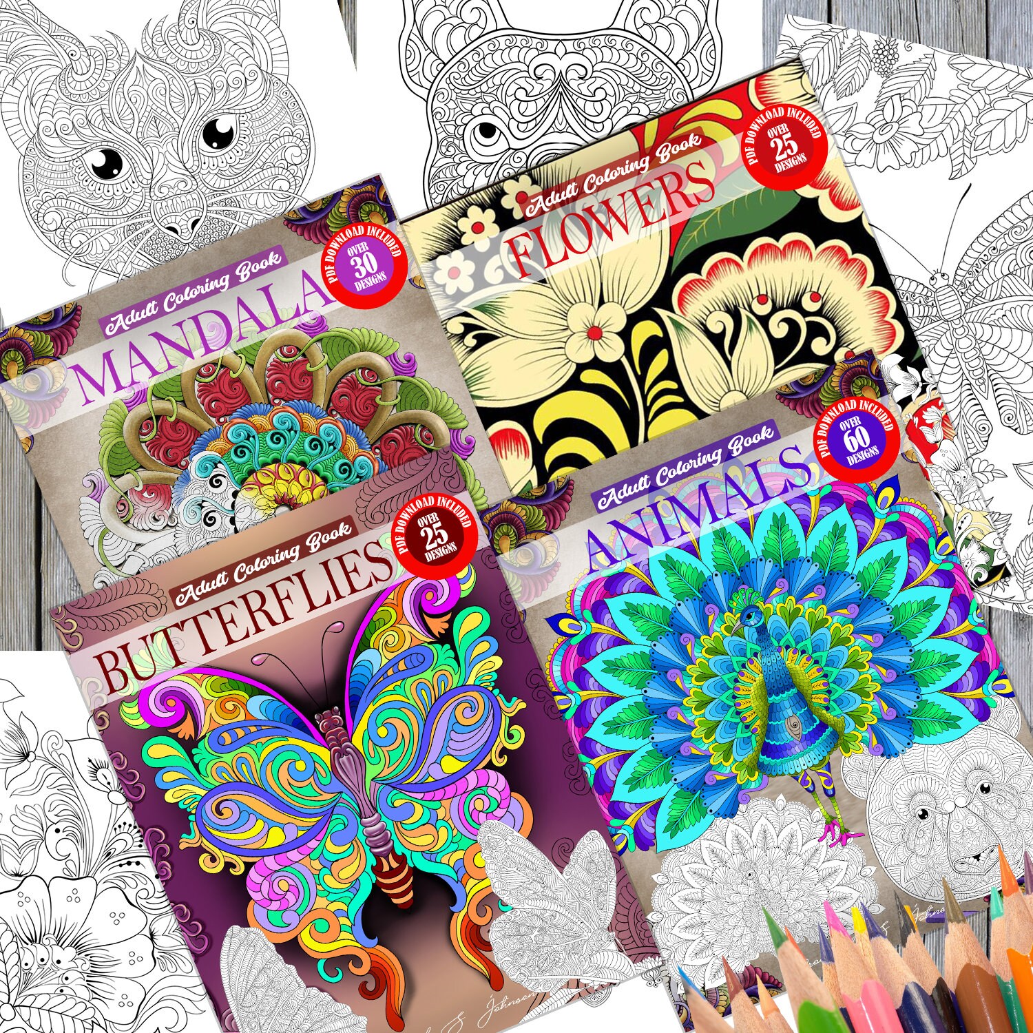 Download Adult Coloring Books Instant Digital Download Printable Pdf Etsy