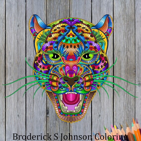 Leopard Coloring Page For Adults Designs For Colouring Calm Etsy