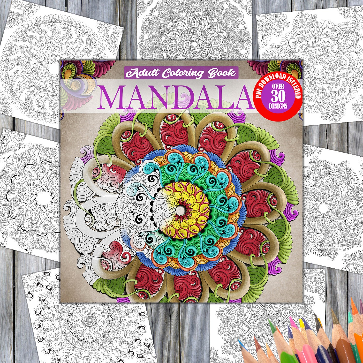 Download Mandala Coloring Book For Adults Premium Mandalas Etsy