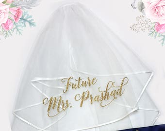 Bride Veil, Bachelorette Veil, Future Mrs Veil, Personalized Veil, Bride to Be Veil, Bachelorette Party, Bride Gift, Bridal Shower Veil