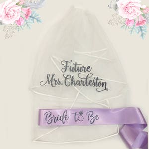 Veil, Bachelorette Veil and Sash, Bride Veil, Future Mrs Veil, Personalized Veil, Bride to Be Sash, Bachelorette Party Veil, Custom Veil