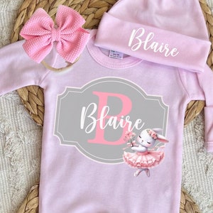 Personalized baby girl romper with footies, custom newborn girl coming home outfit set, custom name outfit for baby girl, baby shower gift