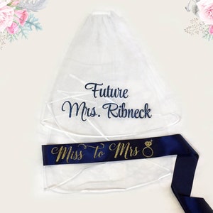 Bachelorette Veil, Custom Veil, Bride Veil, Future Mrs Veil, Personalized Veil, Custom sash, Bachelorette Party, Bridal Shower Veil Sash