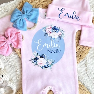 Personalized baby girl coming home outfit, baby romper hat set, newborn baby hospital outfit for girl, custom name outfit, baby shower gift