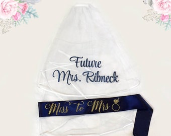 Bachelorette Veil, Custom Veil, Bride Veil, Future Mrs Veil, Personalized Veil, Custom sash, Bachelorette Party, Bridal Shower Veil Sash