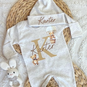 Baby boy or girl coming home outfit, baby romper hat set, personalized hospital outfit, custom name, baby shower, sleeper, gender neutral