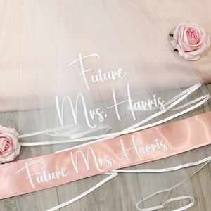 Bachelorette Veil, Bride Veil, Custom Veil, Future Mrs Veil, Personalized Veil, Custom Veil and Sash, Bride to Be Veil, Bridal Shower Veil image 7