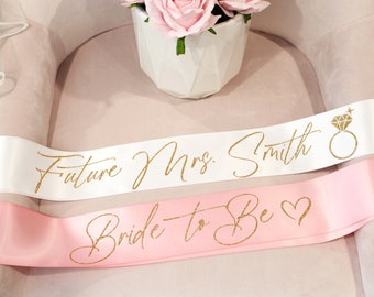 Bride Sash, Bachelorette Sash and Veil, Bridal Shower Sash, Personalized Sash, Bride to Be Sash, Bridal Party Sashes, Custom Sash