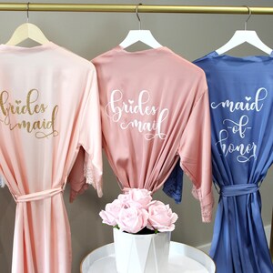 Lace Bridesmaid Robes, Bridesmaid Gift, Bride Robe, Wedding Robes, Bridal Party Robes, Bridesmaid Proposal Gift, Pajamas for Bridesmaids