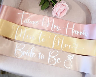 Bride Sash, Bachelorette Sash and Veil, Bridal Shower Sash, Personalized Sash, Bride to Be Sash, Bridal Party Sashes, Bridal Party Sash