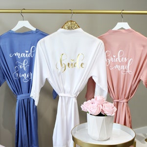 Lace Bridesmaid Robes, Bridesmaid Gift, Bride Robe, Wedding Robes, Bridal Party Robes, Bridesmaid Proposal Gift, Pajamas for Bridesmaids