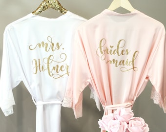 Bridesmaid Robes, Bridesmaid Gift, Bride Robe, Wedding Robes, Bridal Party Robes, Robes Pajamas for Bridesmaids, Wedding Gift, Bride Gift