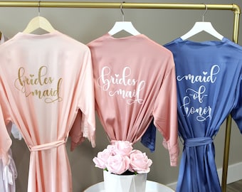 Lace Bridesmaid Robes, Bridesmaid Gift, Bride Robe, Wedding Robes, Bridal Party Robes, Bridesmaid Proposal Gift, Pajamas for Bridesmaids