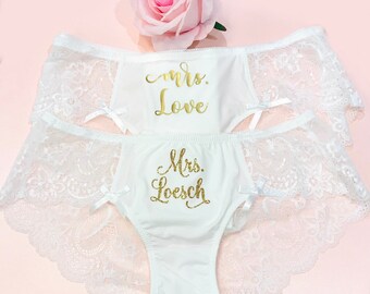 Personalized Lingerie, Custom Underwear, Bride Panties, Bridal Shower Gift, Mrs Panties, Personalized Name Undies, Bachelorette Bride Gift