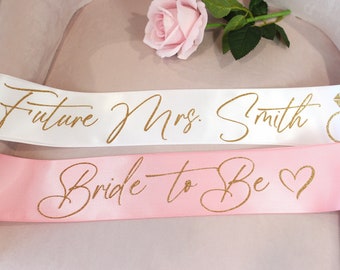 Bride Sash, Bachelorette Sash and Veil, Bridal Shower Sash, Personalized Sash, Bride to Be Sash, Bridal Party Sashes, Bridal Party Sash