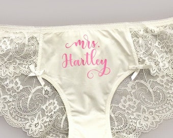 Personalized Lingerie, Bride Panties, Bridal Shower Gift, Bachelorette Party Gift, Personalized Underwear, Honeymoon,, Bride Gift