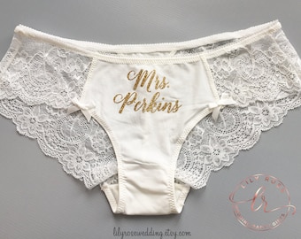 Personalized Lingerie, Bride Panties, Bridal Shower Gift, Mrs Panties, Personalized Panties Underwear, Honeymoon, Bachelorette, Bride Gift