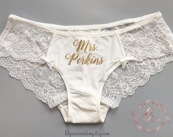 Personalized Panties, Custom Underwear, Bride Panties, Bridal Shower Gift, Mrs Panties, Personalized  Underwear, Bachelorette, Bride Gift