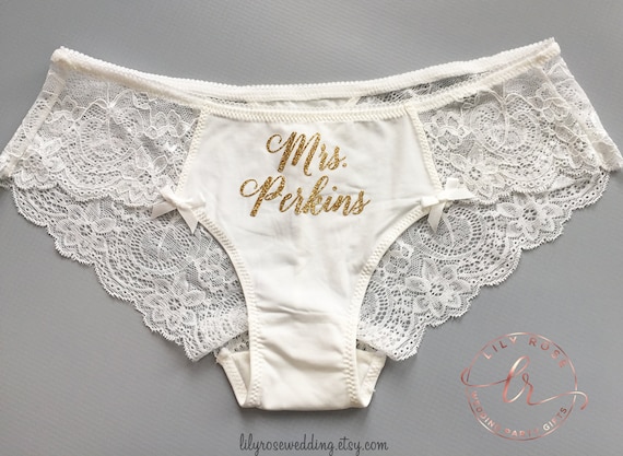 Personalized Lingerie, Bride Panties, Bridal Shower Gift, Mrs