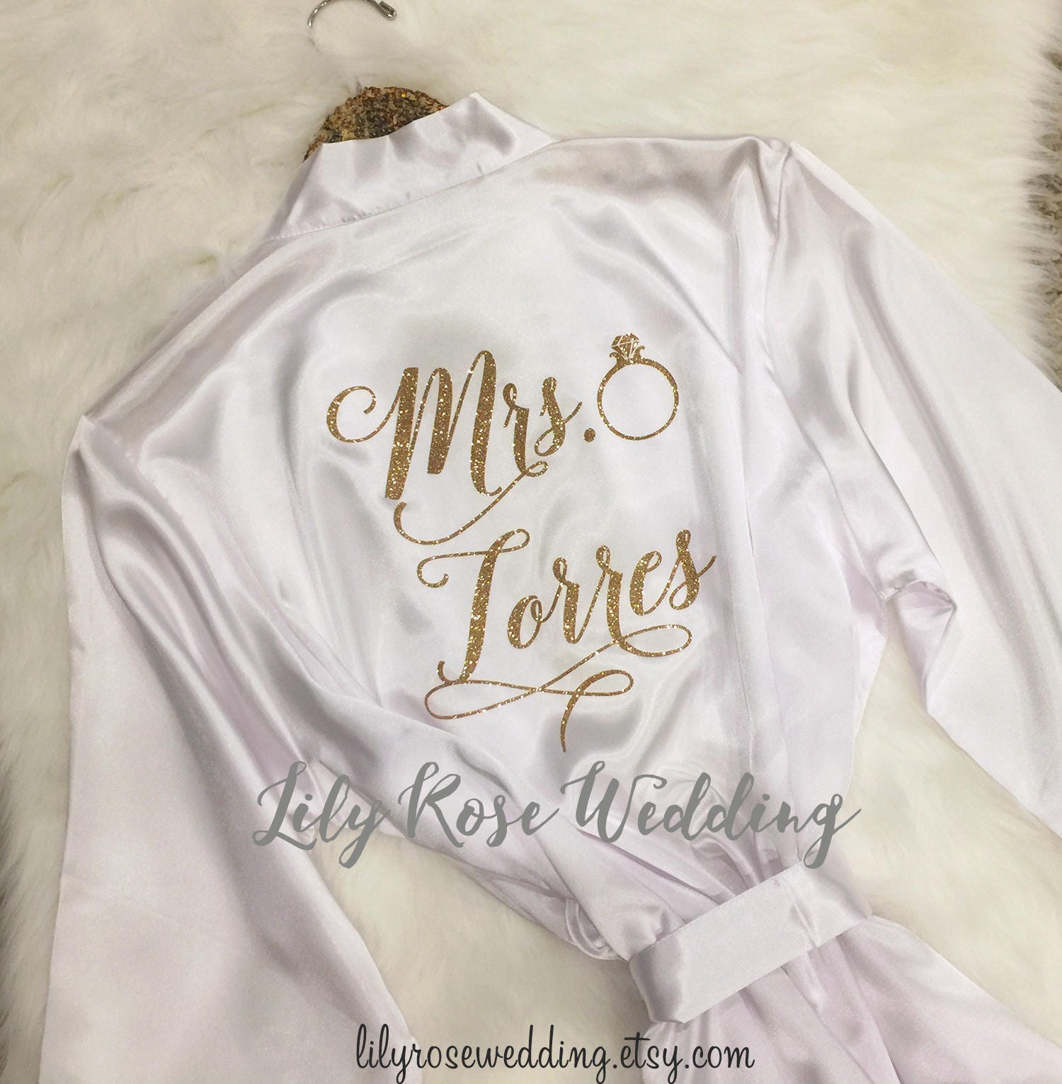 Bride Robe Mrs Bridesmaid Robes Wedding Getting Ready Bridal Shower Gift Mother Of The White Satin