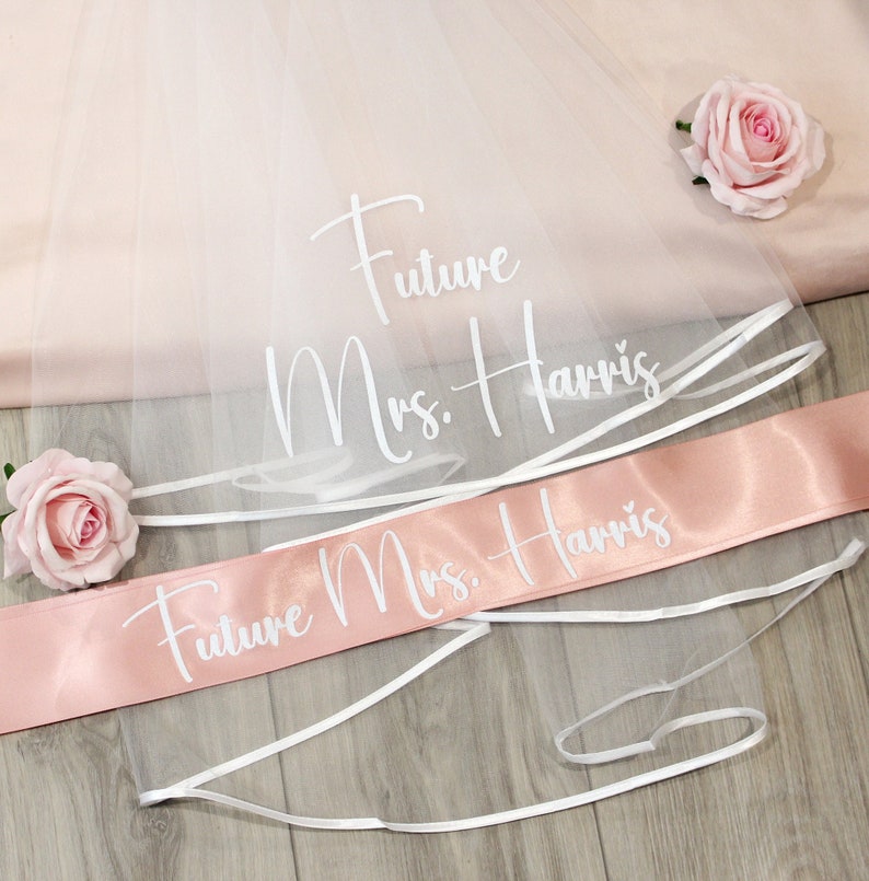 Bachelorette Veil, Bride Veil, Custom Veil, Future Mrs Veil, Personalized Veil, Custom Veil and Sash, Bride to Be Veil, Bridal Shower Veil image 7