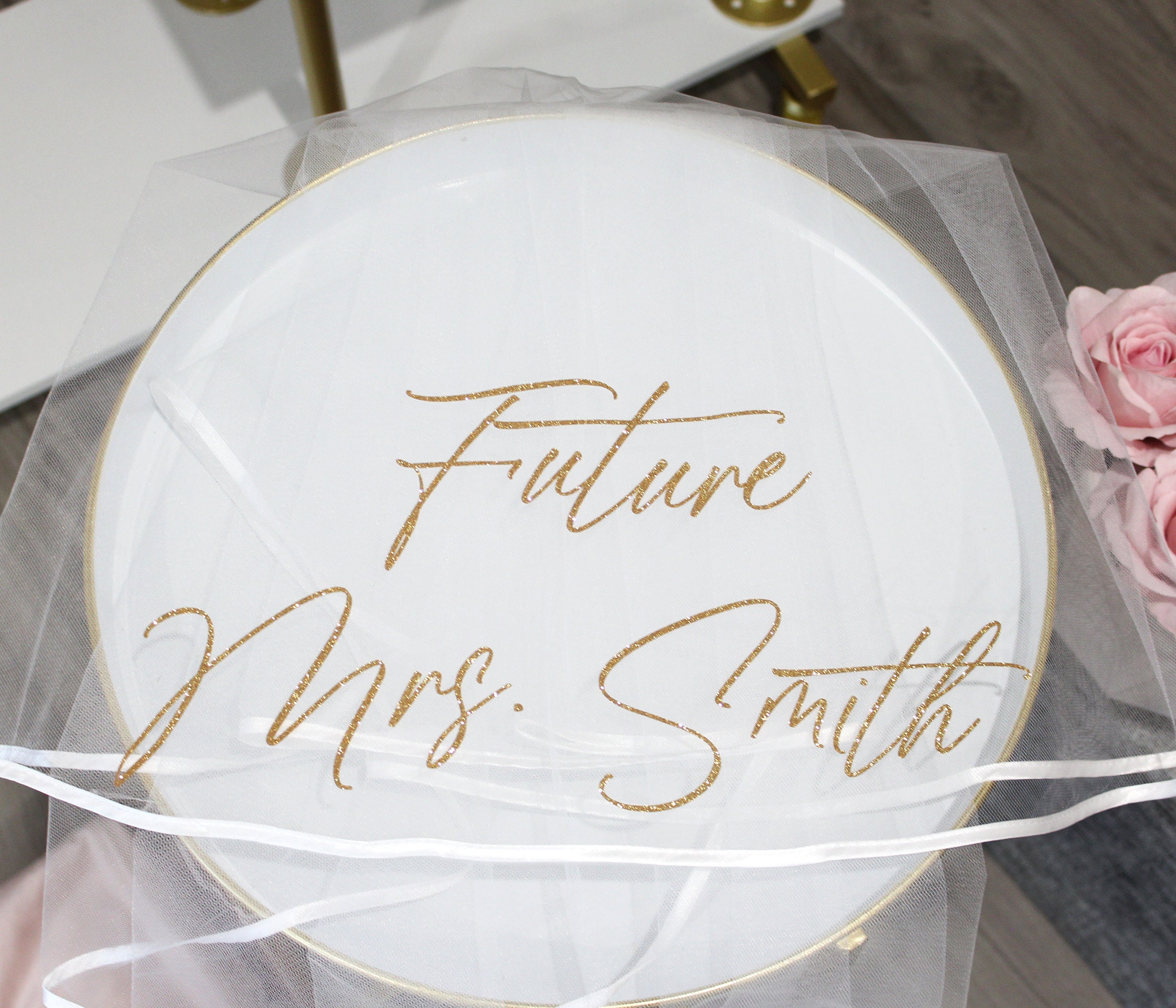 Bachelorette Veil, Bride Veil, Future Mrs Veil, Custom Veil, Personalized Veil, Sash, Bride to Be Veil, Bachelorette, Bridal Shower Veil