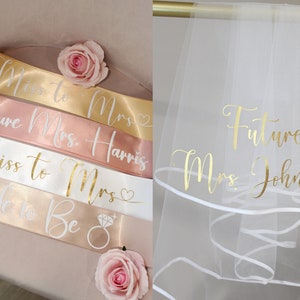 Bachelorette Veil, Bride Veil, Custom Veil, Future Mrs Veil, Personalized Veil, Custom Veil and Sash, Bride to Be Veil, Bridal Shower Veil image 1