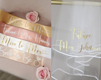 Bachelorette Veil, Bride Veil, Custom Veil, Future Mrs Veil, Personalized Veil, Custom Veil and Sash, Bride to Be Veil, Bridal Shower Veil