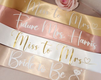 Bride Sash, Bachelorette Sash and Veil, Bridal Shower Sash, Personalized Sash, Bride to Be Sash, Bridal Party Sashes, Bridal Party Sash