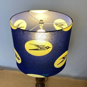 African Print drum lampshades, birds pattern statement lighting bedside lamp, boho decor