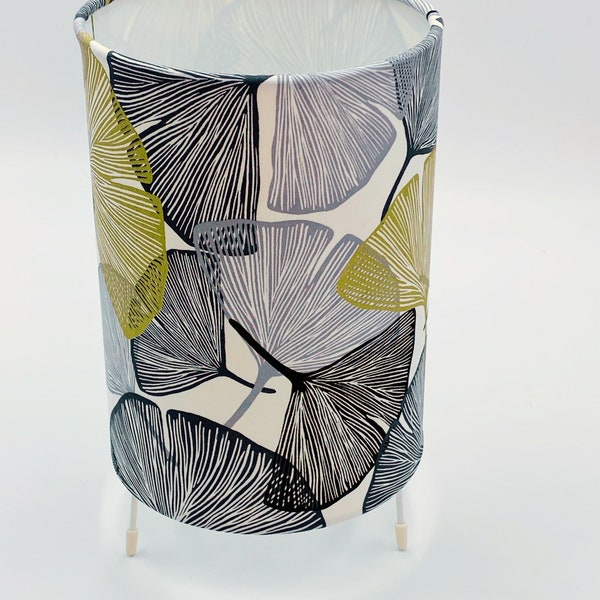Table de chevet / lampe de table motif Gingko Biloba, coton, 27cm x 15cm