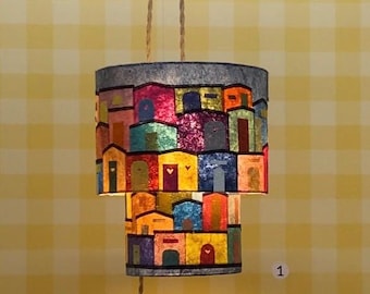 2-Tier Banana Fibre Lampshade | Handmade Sustainable Chandelier | Eco Pendant Light | Boho Home Decor