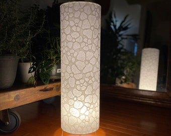 Embossed Daisies Floor Lamp: Handmade Mulberry Paper Cylinder Art | 20x52 cm