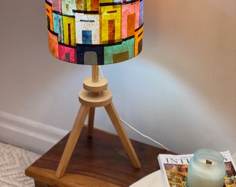 Little Houses Paper Lampshades 30x30cm,  Banana Paper Art , Handcrafted Paper Lampshades, table lampshades