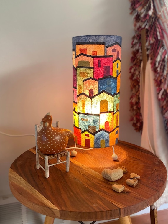 Blue Sky Banana Paper Table Lamp: Handcrafted Sustainable Lighting (20x75 cm)