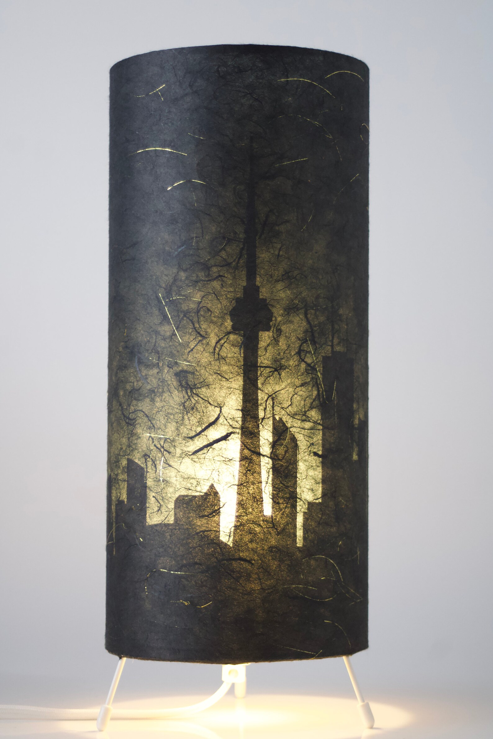 Black and Gold Toronto Skyline Table Lamp Korean Mulberry & Gold Vinyl